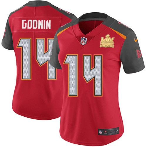 Buccaneers #14 Chris Godwin Red Team Color Women's Super Bowl LV Champions Patch Stitched Vapor Untouchable Limited Jersey cheap jerseys for sale - CheapJerseys.Shop