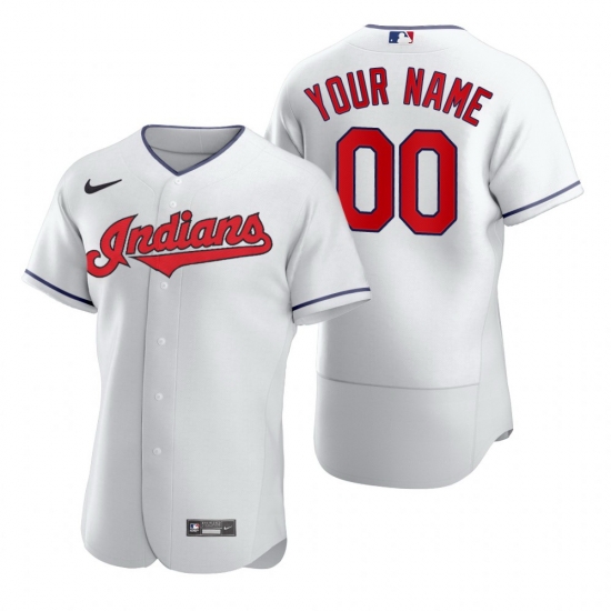 Men Cleveland Indians White Custom Flex Base Jersey cheap jerseys for sale - CheapJerseys.Shop