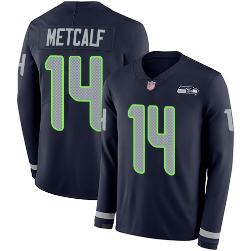Seahawks #14 D.K. Metcalf Steel Blue Team Color Men's Stitched Limited Therma Long Sleeve Jersey cheap jerseys for sale - CheapJerseys.Shop