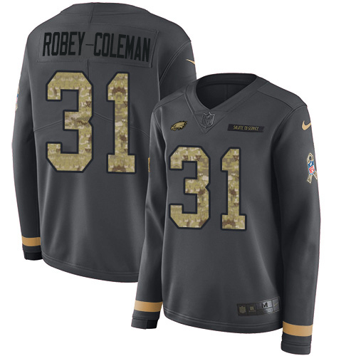 Philadelphia Eagles #31 Nickell Robey-Coleman Anthracite Salute to Service Women's Stitched Limited Therma Long Sleeve Jersey Womens cheap jerseys for sale - CheapJerseys.Shop