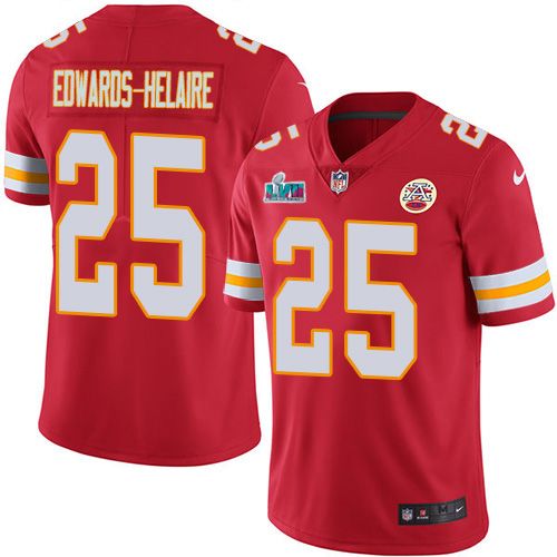 Chiefs #25 Clyde Edwards-Helaire Red Team Color Super Bowl LVII Patch Youth Stitched Vapor Untouchable Limited Jersey cheap jerseys for sale - CheapJerseys.Shop