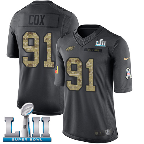 Philadelphia Eagles #91 Fletcher Cox Black Super Bowl LII Men's Stitched Limited 2016 Salute To Service Jersey Men's cheap jerseys for sale - CheapJerseys.Shop