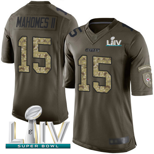 Chiefs #15 Patrick Mahomes Green Super Bowl LIV 2020 Men's Stitched Limited 2015 Salute To Service Jersey cheap jerseys for sale - CheapJerseys.Shop
