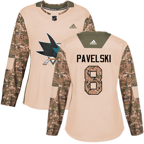 San Jose Sharks #8 Joe Pavelski Camo Authentic 2017 Veterans Day Women's Stitched Jersey Womens cheap jerseys for sale - CheapJerseys.Shop