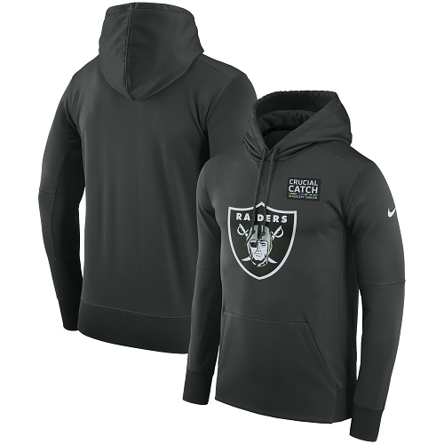 Men's Las Vegas Raiders Anthracite Crucial Catch Performance Pullover Hoodie cheap jerseys for sale - CheapJerseys.Shop