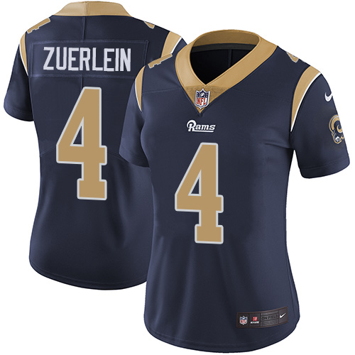 Los Angeles Rams #4 Greg Zuerlein Navy Blue Team Color Women's Stitched Vapor Untouchable Limited Jersey Womens cheap jerseys for sale - CheapJerseys.Shop