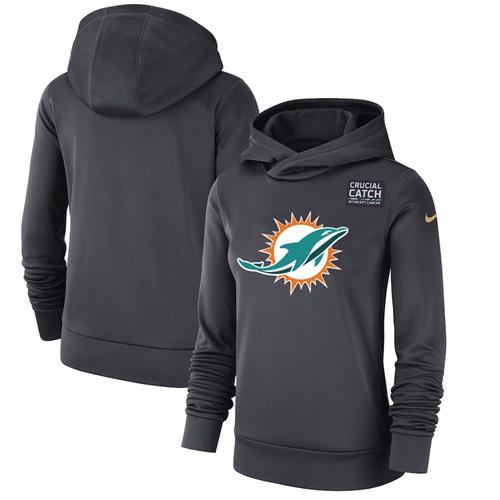 Women's Miami Dolphins Anthracite Crucial Catch Performance Pullover Hoodie cheap jerseys for sale - CheapJerseys.Shop