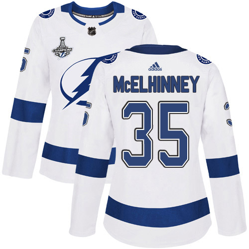 Tampa Bay Lightning #35 Curtis McElhinney White Road Authentic Women's 2020 Stanley Cup Champions Stitched Jersey Womens cheap jerseys for sale - CheapJerseys.Shop