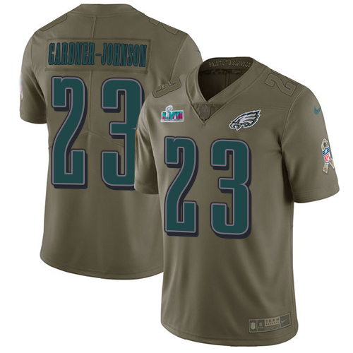Eagles #23 C.J. Gardner-Johnson Olive Super Bowl LVII Patch Youth Stitched Limited 2017 Salute To Service Jersey cheap jerseys for sale - CheapJerseys.Shop