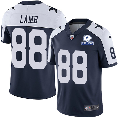Cowboys #88 CeeDee Lamb Navy Blue Thanksgiving Men's Stitched With Established In 1960 Patch Vapor Untouchable Limited Throwback Jersey cheap jerseys for sale - CheapJerseys.Shop