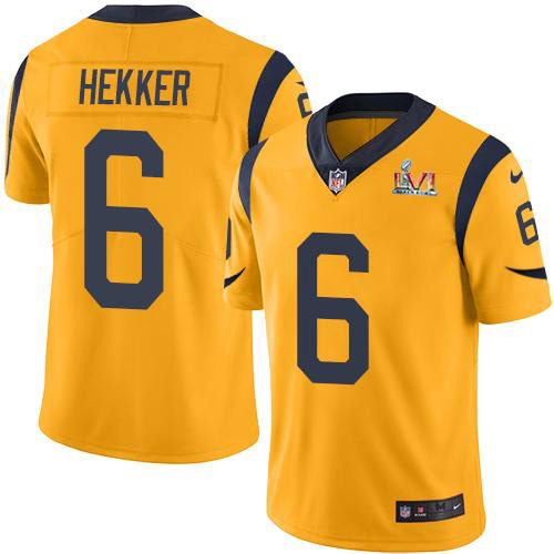 Los Angeles Rams #6 Johnny Hekker Gold Super Bowl LVI Patch Youth Stitched Limited Rush Jersey Youth cheap jerseys for sale - CheapJerseys.Shop