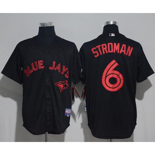 Toronto Blue Jays #6 Marcus Stroman Black Strip Stitched Jersey Men's cheap jerseys for sale - CheapJerseys.Shop