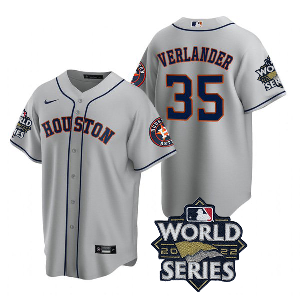 Houston Astros #35 Justin Verlander Men's 150th Anniversary 2022 World Series Game Jersey - Gray cheap jerseys for sale - CheapJerseys.Shop