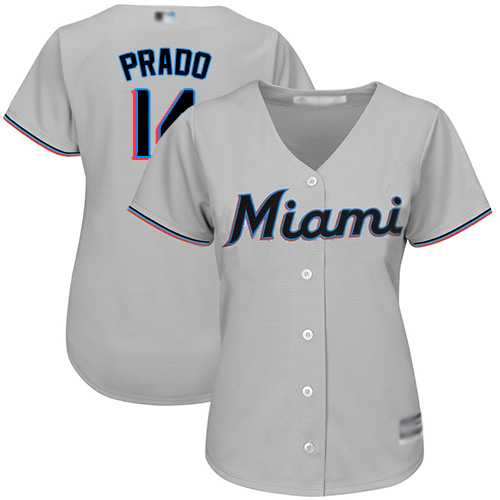 Miami Marlins #14 Martin Prado Grey Road Women's Stitched Jersey Womens cheap jerseys for sale - CheapJerseys.Shop