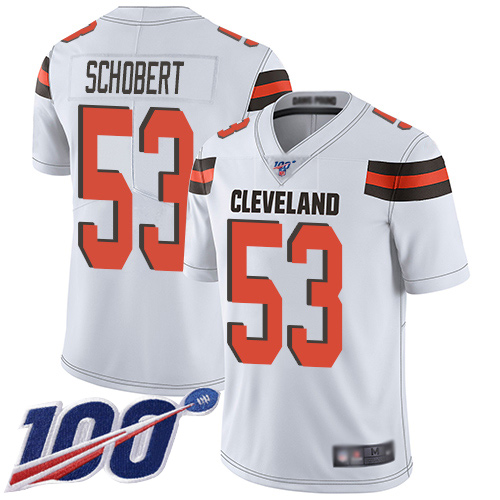 Cleveland Browns #53 Joe Schobert White Men's Stitched 100th Season Vapor Limited Jersey Men's cheap jerseys for sale - CheapJerseys.Shop