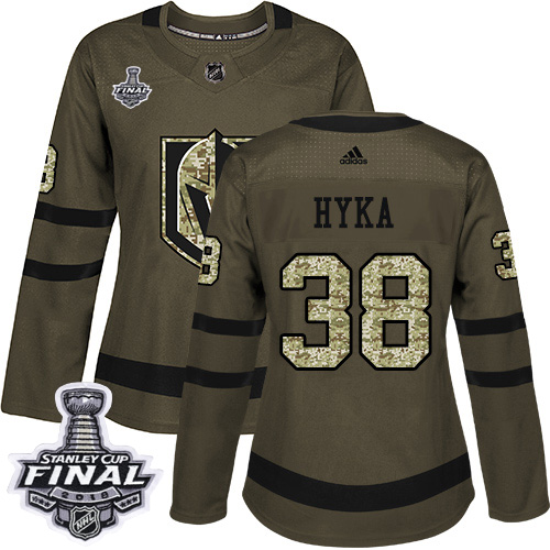Golden Vegas Golden Knights #38 Tomas Hyka Green Salute to Service 2018 Stanley Cup Final Women's Stitched Jersey Womens cheap jerseys for sale - CheapJerseys.Shop