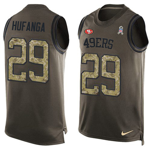 49ers #29 Talanoa Hufanga Green Men's Stitched Limited Salute To Service Tank Top Jersey cheap jerseys for sale - CheapJerseys.Shop