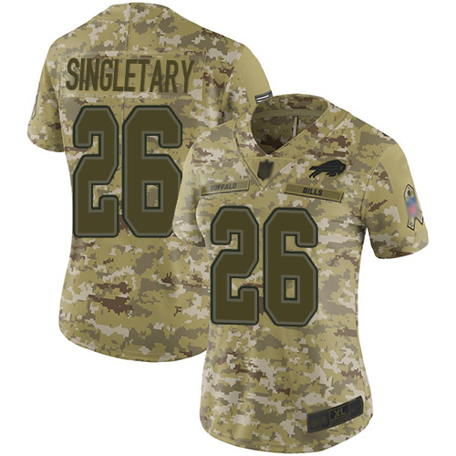 Buffalo Bills #26 Devin Singletary Camo Women's Stitched Limited 2018 Salute to Service Jersey Womens cheap jerseys for sale - CheapJerseys.Shop
