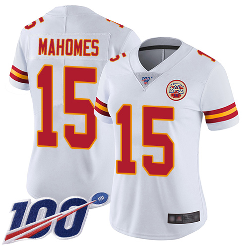 Chiefs #15 Patrick Mahomes White Women's Stitched 100th Season Vapor Limited Jersey cheap jerseys for sale - CheapJerseys.Shop