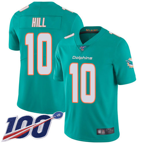 Dolphins #10 Tyreek Hill Aqua Green Team Color Men's Stitched 100th Season Vapor Untouchable Limited Jersey cheap jerseys for sale - CheapJerseys.Shop