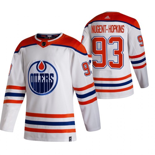 Edmonton Edmonton Oilers #93 Ryan Nugent-Hopkins White Men's 2020-21 Reverse Retro Alternate Jersey Men's cheap jerseys for sale - CheapJerseys.Shop
