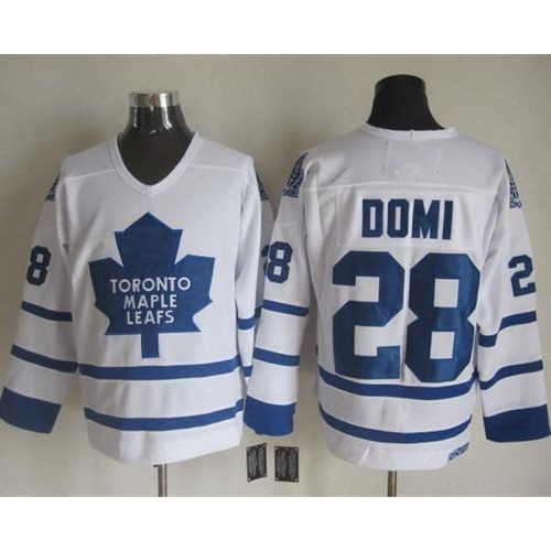 Maple Toronto Maple Leafs #28 Tie Domi White CCM Throwback Stitched Jersey Men's cheap jerseys for sale - CheapJerseys.Shop