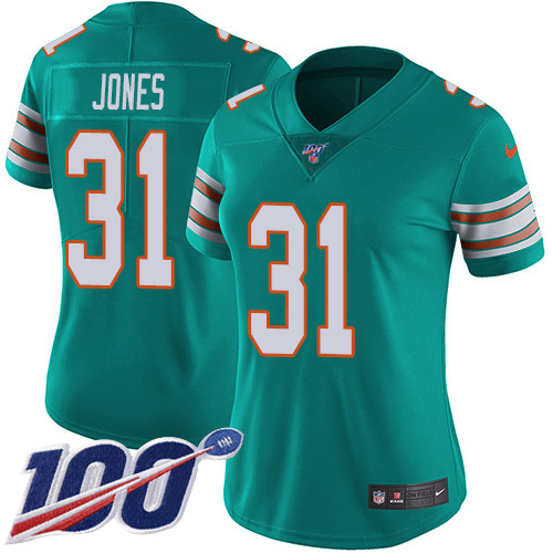 Miami Dolphins #31 Byron Jones Aqua Green Alternate Women's Stitched 100th Season Vapor Untouchable Limited Jersey Womens cheap jerseys for sale - CheapJerseys.Shop