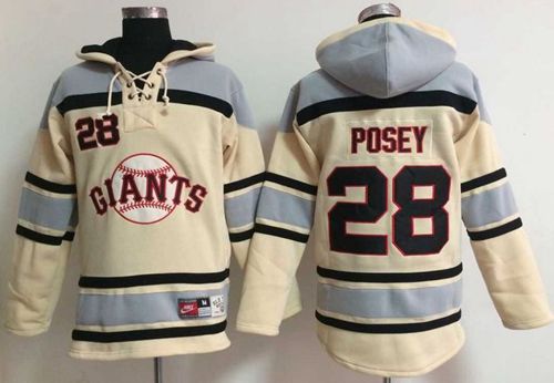 Giants #28 Buster Posey Cream Sawyer Hooded Sweatshirt Hoodie cheap jerseys for sale - CheapJerseys.Shop