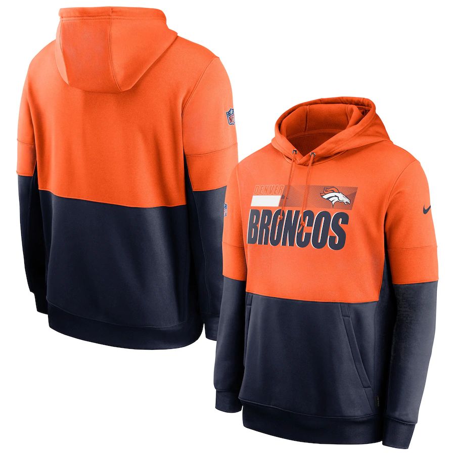 Denver Broncos Sideline Impact Lockup Performance Pullover Hoodie Orange Navy cheap jerseys for sale - CheapJerseys.Shop