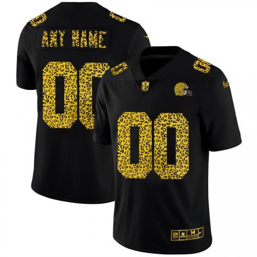 Cleveland Browns Custom Men's Leopard Print Fashion Vapor Limited Jersey Black cheap jerseys for sale - CheapJerseys.Shop