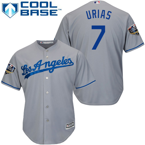 Los Angeles Dodgers #7 Julio Urias Grey Cool Base 2018 World Series Stitched Youth Jersey Youth cheap jerseys for sale - CheapJerseys.Shop