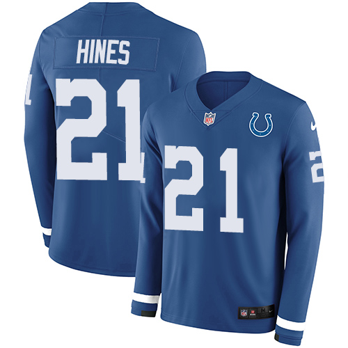 Indianapolis Colts #21 Nyheim Hines Royal Blue Team Color Men's Stitched Limited Therma Long Sleeve Jersey Men's cheap jerseys for sale - CheapJerseys.Shop