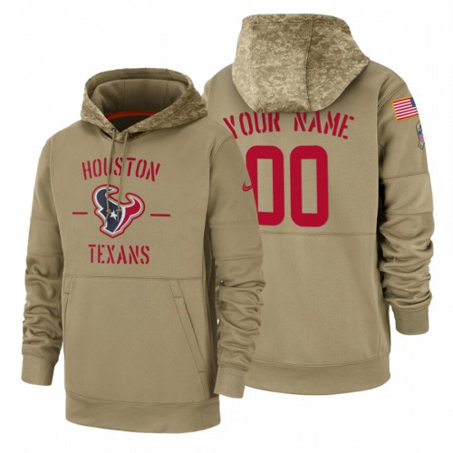 Houston Texans Custom Tan 2019 Salute To Service Name & Number Sideline Therma Pullover Hoodie cheap jerseys for sale - CheapJerseys.Shop