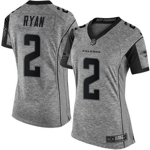 Atlanta Falcons #2 Matt Ryan Gray Women's Stitched Limited Gridiron Gray Jersey Womens cheap jerseys for sale - CheapJerseys.Shop