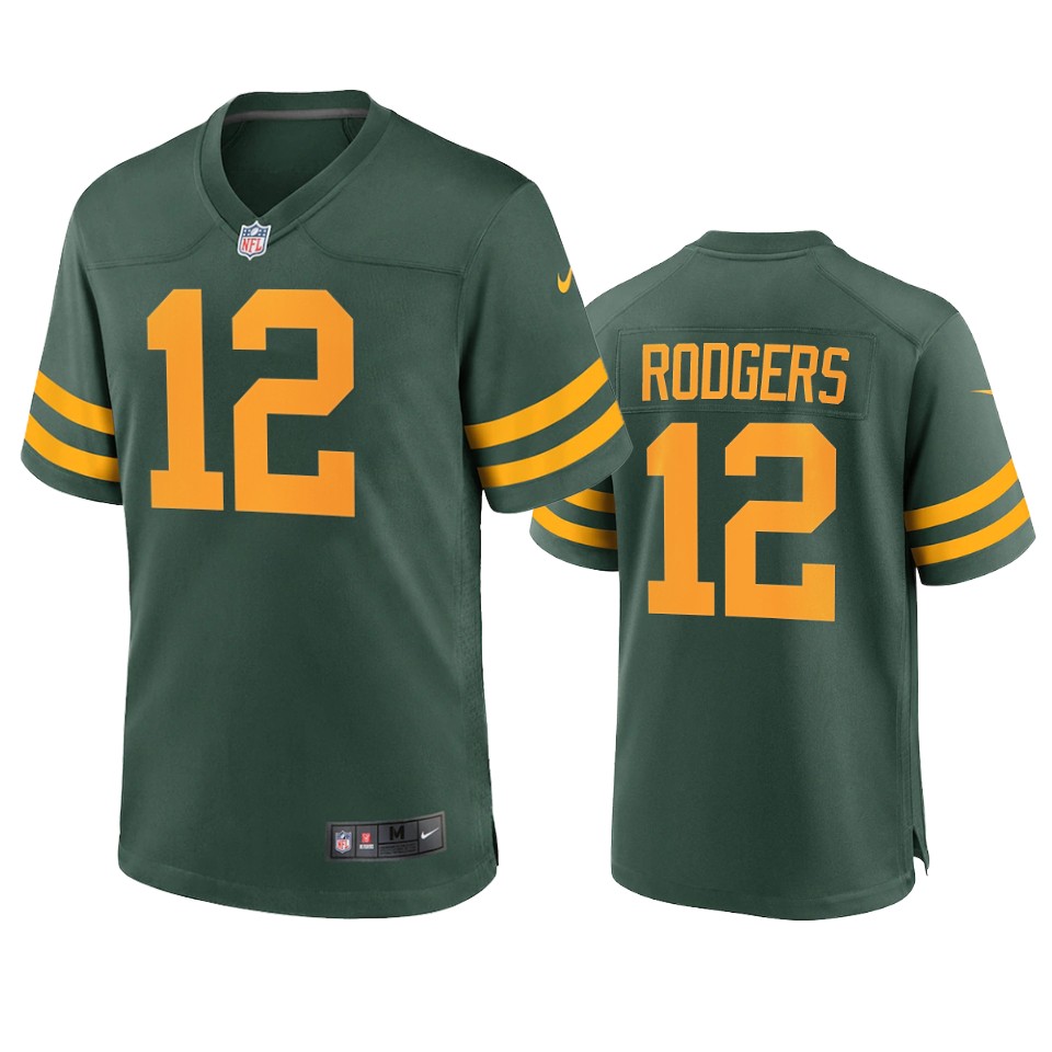 Green Bay Packers #12 Aaron Rodgers Men's Alternate Game Player Jersey - Green cheap jerseys for sale - CheapJerseys.Shop