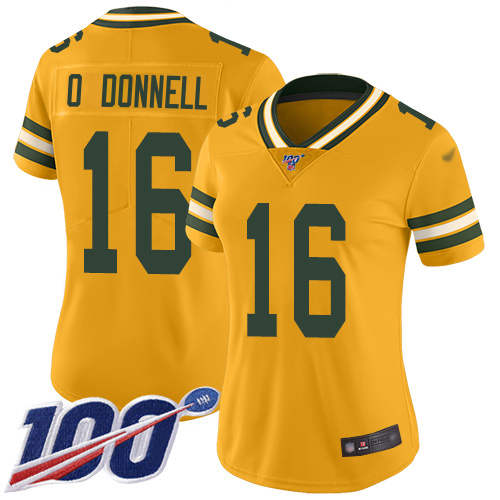 Packers #16 Pat O'Donnell Gold Women's Stitched Limited Inverted Legend 100th Season Jersey cheap jerseys for sale - CheapJerseys.Shop