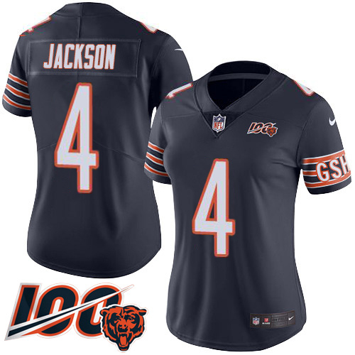 Bears #4 Eddie Jackson Navy Blue Team Color Women's Stitched 100th Season Vapor Limited Jersey cheap jerseys for sale - CheapJerseys.Shop