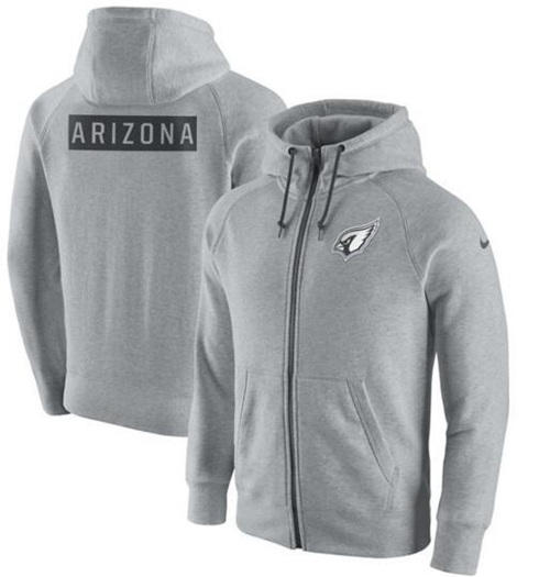 Men's Arizona Cardinals Ash Gridiron Gray 2.0 Full-Zip Hoodie cheap jerseys for sale - CheapJerseys.Shop