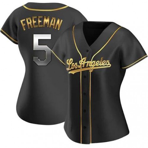 Los Angeles Los Angeles Dodgers #5 Freddie Freeman Women's Replica Black Golden Alternate Jersey Womens cheap jerseys for sale - CheapJerseys.Shop