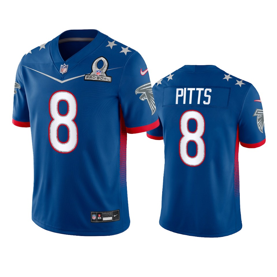 Falcons #8 Kyle Pitts Men's 2022 NFC Pro Bowl Game Jersey Royal cheap jerseys for sale - CheapJerseys.Shop