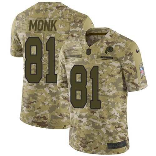 Washington Commanders #81 Art Monk Camo Men's Stitched Limited 2018 Salute To Service Jersey Men's cheap jerseys for sale - CheapJerseys.Shop