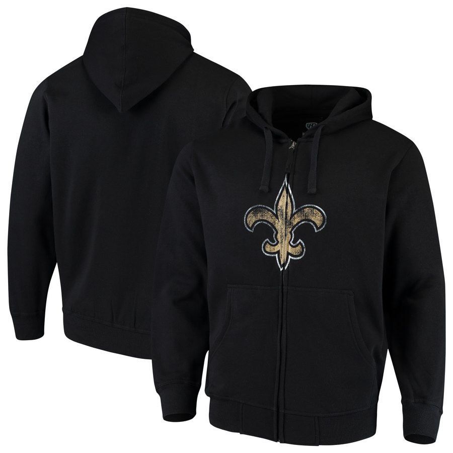 New Orleans Saints G-III Sports By Carl Banks Primary Logo Full-Zip Hoodie Black cheap jerseys for sale - CheapJerseys.Shop