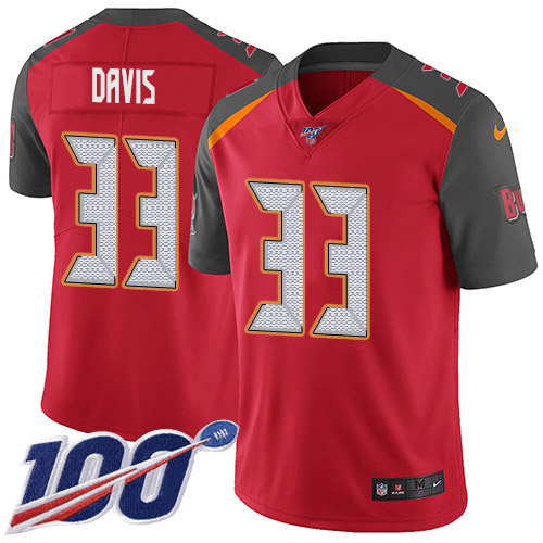 Tampa Bay Buccaneers #33 Carlton Davis III Red Team Color Men's Stitched 100th Season Vapor Limited Jersey Men's cheap jerseys for sale - CheapJerseys.Shop