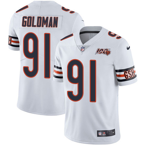 Chicago Bears #91 Eddie Goldman White Men's 100th Season Stitched Vapor Untouchable Limited Jersey Men's cheap jerseys for sale - CheapJerseys.Shop