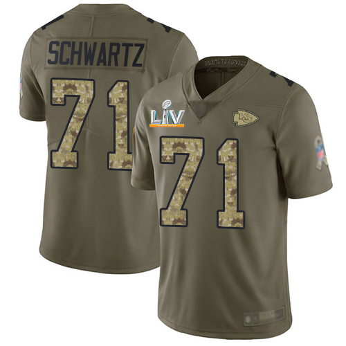 Kansas City Chiefs #71 Mitchell Schwartz Olive/Camo Youth Super Bowl LV Bound Stitched Limited 2017 Salute To Service Jersey Youth cheap jerseys for sale - CheapJerseys.Shop