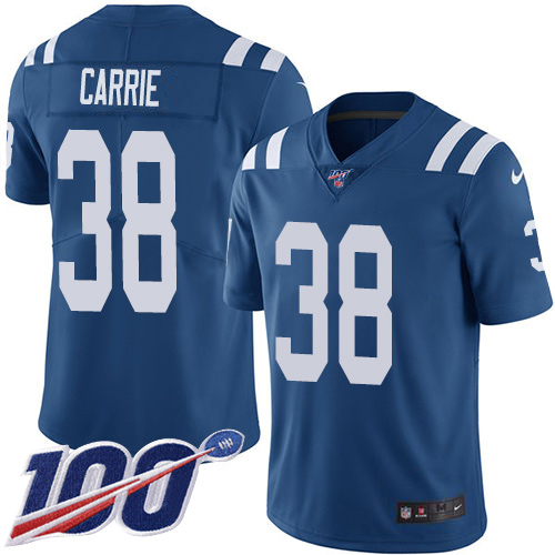 Indianapolis Colts #38 T.J. Carrie Royal Blue Team Color Youth Stitched 100th Season Vapor Untouchable Limited Jersey Youth cheap jerseys for sale - CheapJerseys.Shop