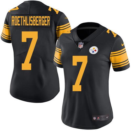 Pittsburgh Steelers #7 Ben Roethlisberger Black Women's Stitched Limited Rush Jersey Womens cheap jerseys for sale - CheapJerseys.Shop