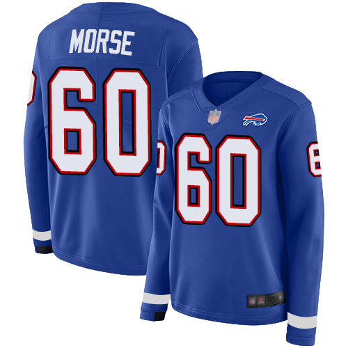 Buffalo Bills #60 Mitch Morse Royal Blue Team Color Women's Stitched Limited Therma Long Sleeve Jersey Womens cheap jerseys for sale - CheapJerseys.Shop