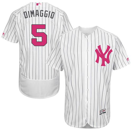 New York Yankees #5 Joe DiMaggio White Strip Flexbase Authentic Collection Mother's Day Stitched Jersey Men's cheap jerseys for sale - CheapJerseys.Shop