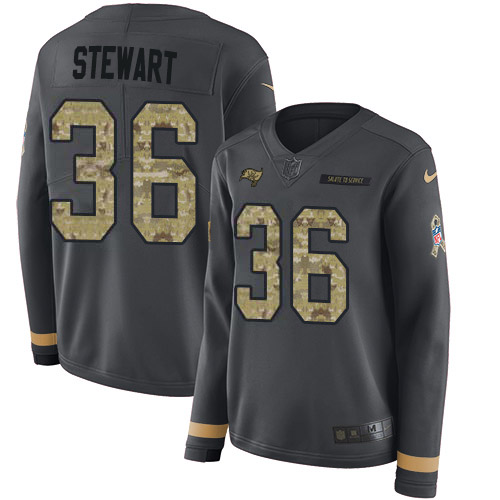 Tampa Bay Buccaneers #36 M.J. Stewart Anthracite Salute to Service Women's Stitched Limited Therma Long Sleeve Jersey Womens cheap jerseys for sale - CheapJerseys.Shop